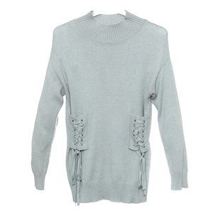 Poof Light Blue Mock Neck Corset Soft Knit Sweater Size Small